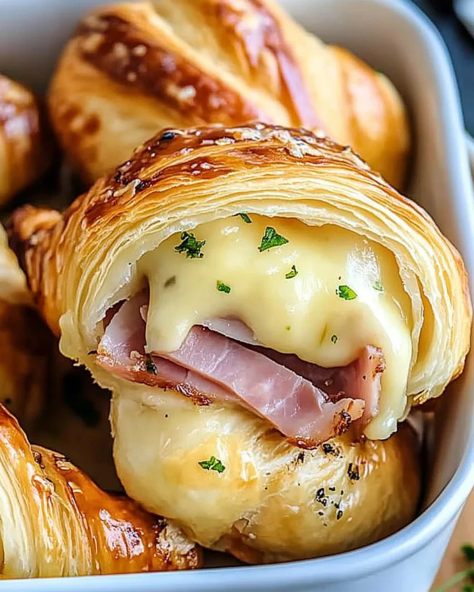 Baked Ham and Cheese Croissants Baked