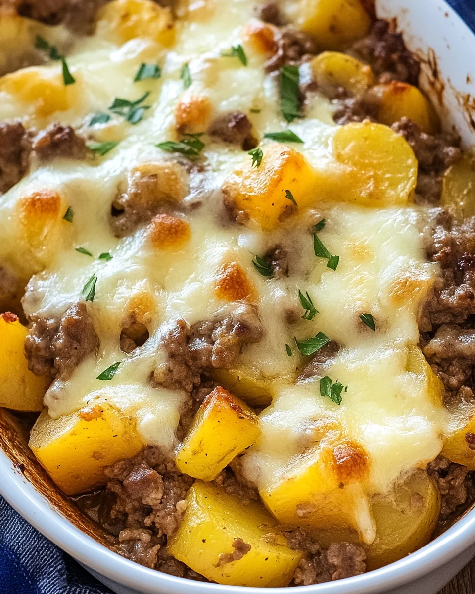 Cheesy Hamburger Potato Casserole Cheesy