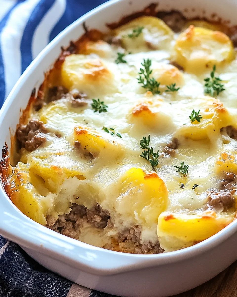Cheesy Hamburger Potato Casserole Cheesy
