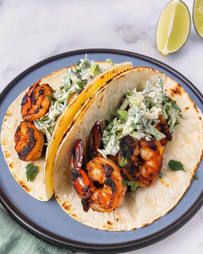 Cilantro Lime Shrimp Tacos with Creamy Slaw