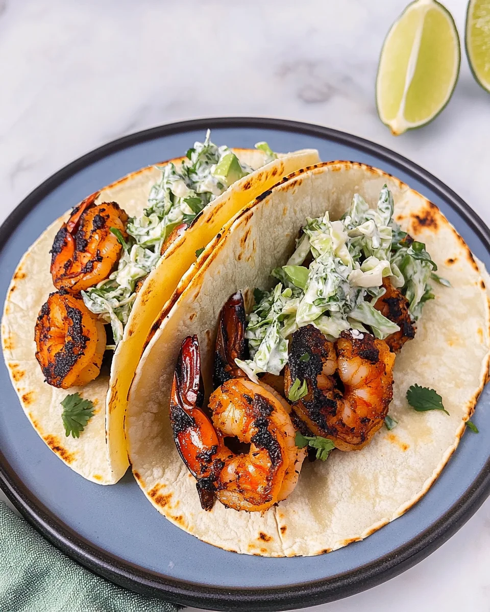 Cilantro Lime Shrimp Tacos with Creamy Slaw Cilantro Lime Shrimp Tacos with Creamy Slaw