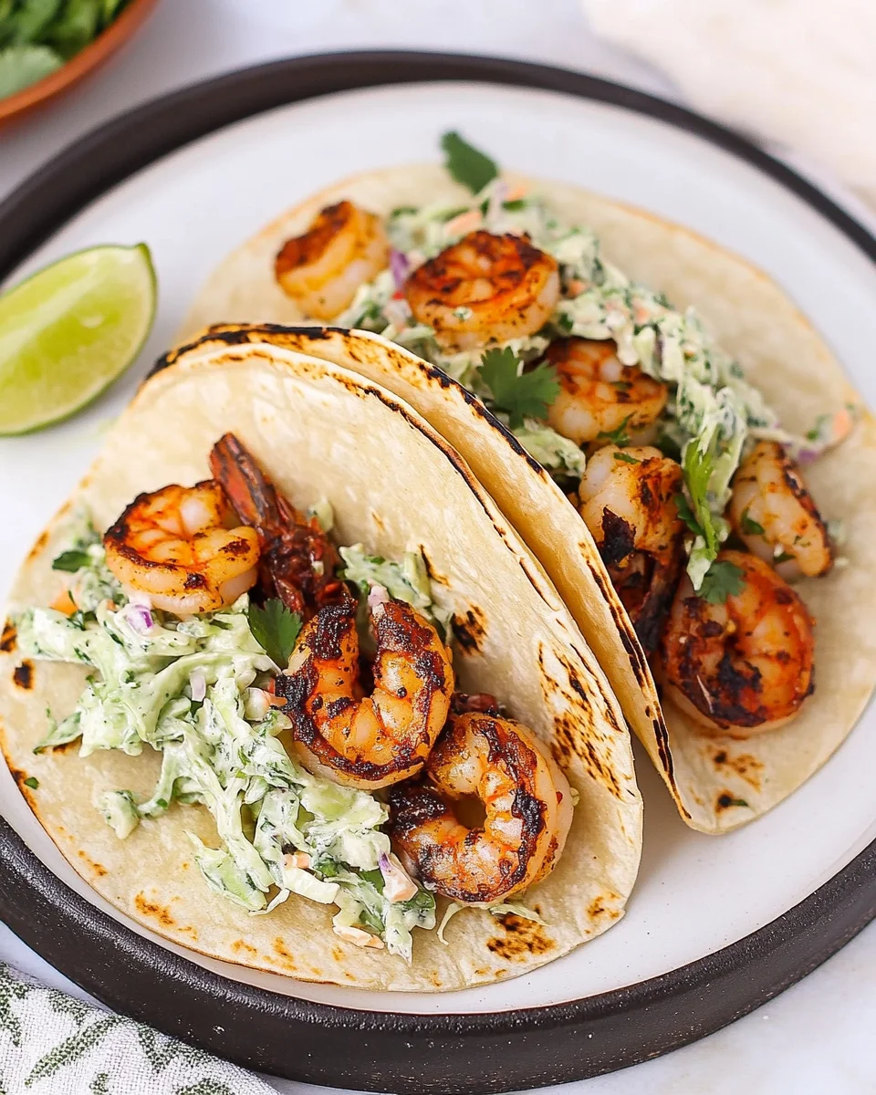 Cilantro Lime Shrimp Tacos with Creamy Slaw Cilantro