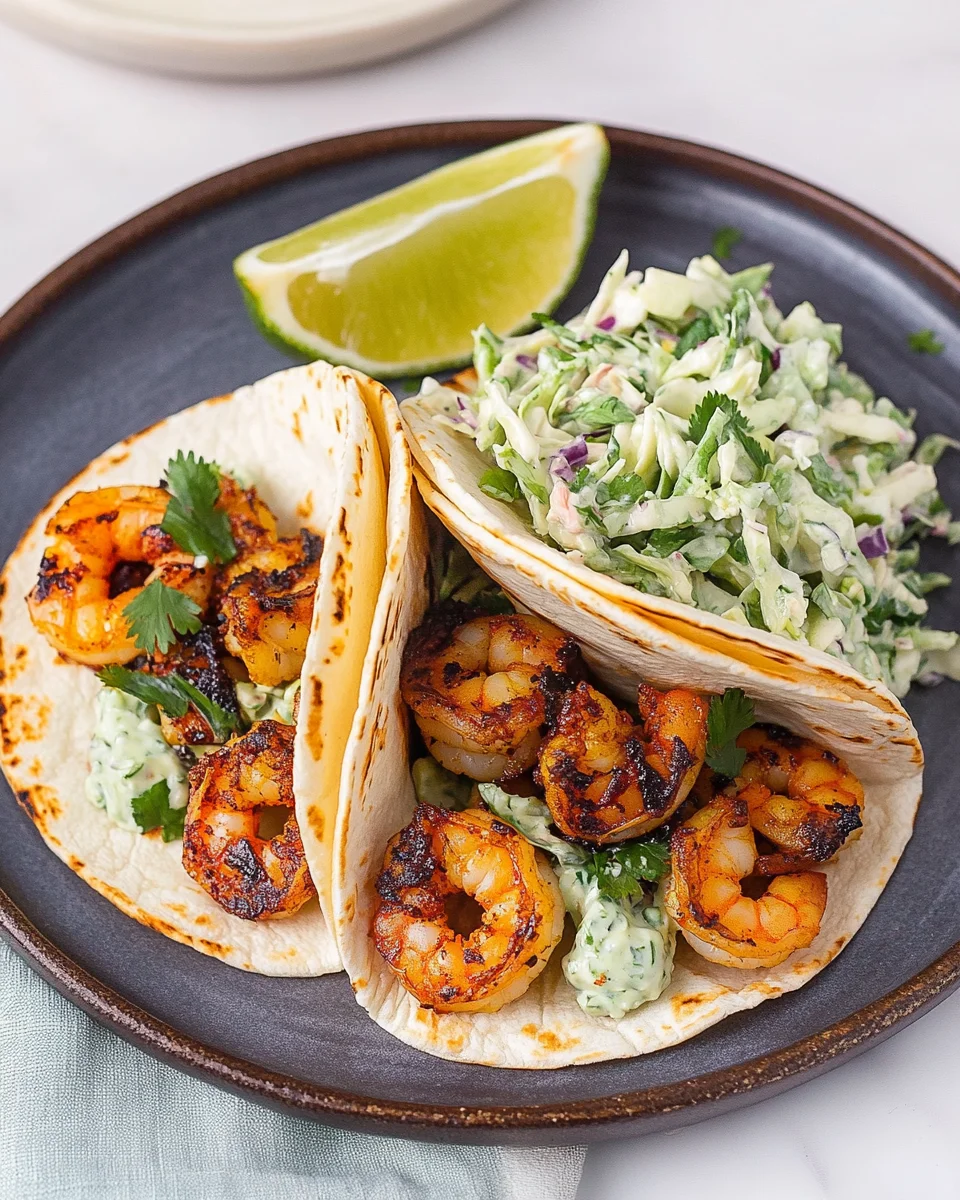 Cilantro Lime Shrimp Tacos with Creamy Slaw Cilantro