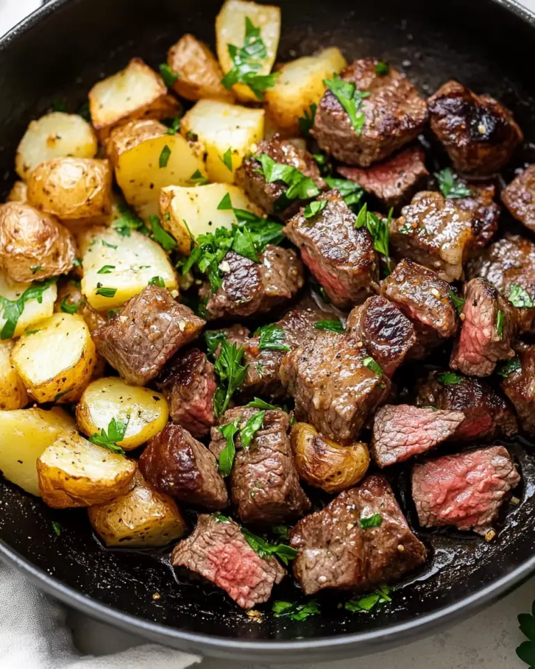 Creamy Garlic Butter Steak Bites and Potatoes