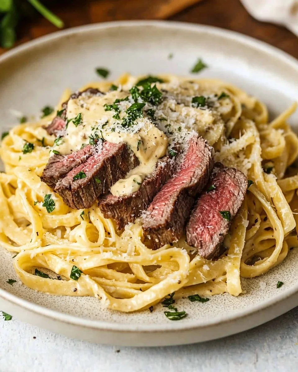 Creamy Garlic Parmesan Steak Pasta Creamy