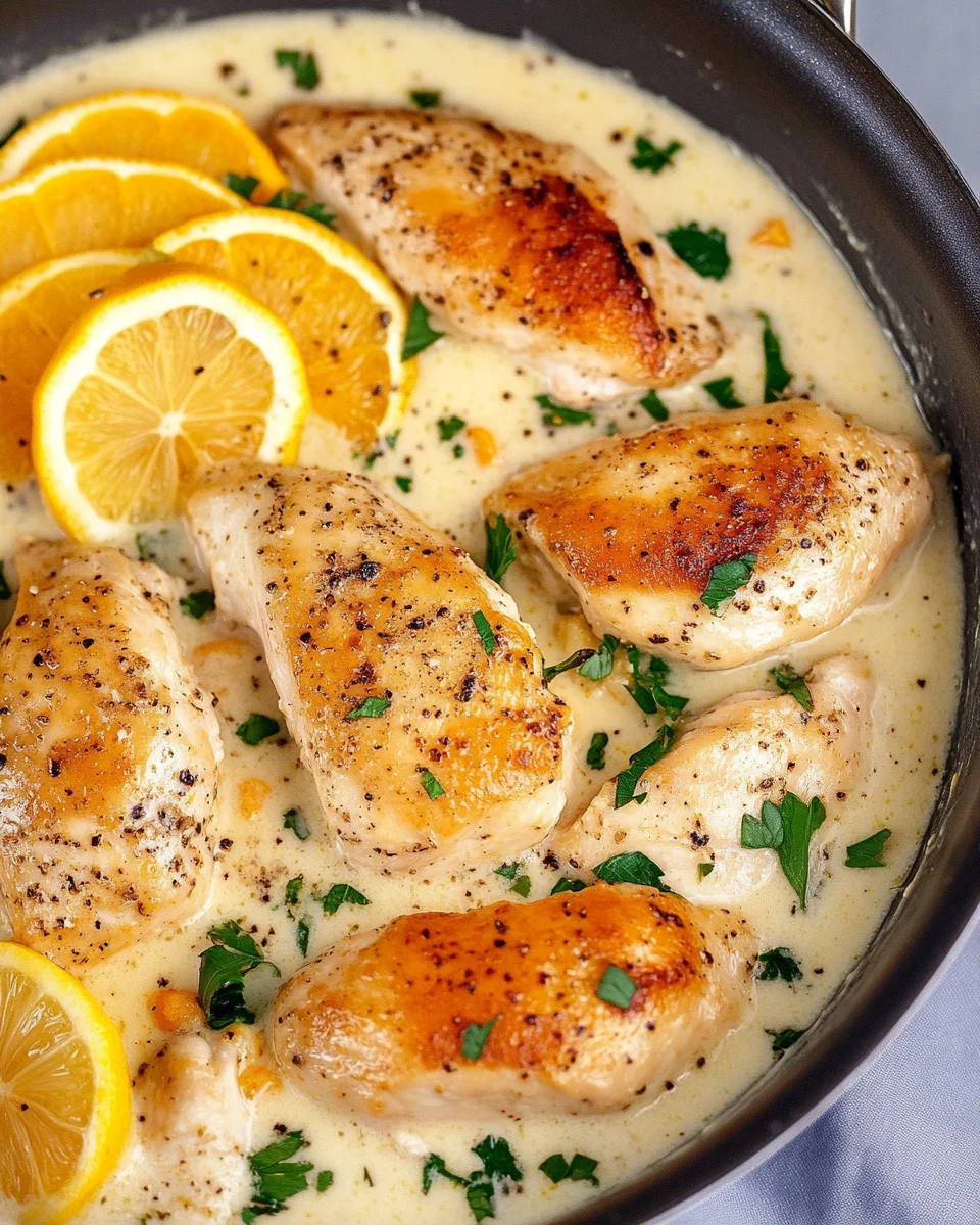 Creamy Lemon Pepper Skillet Chicken Creamy
