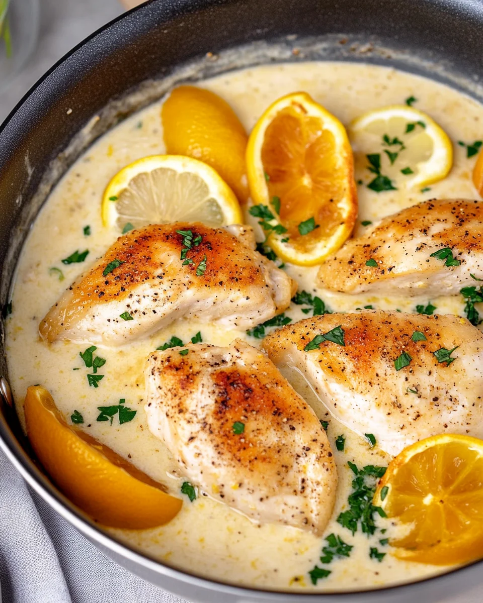 Creamy Lemon Pepper Skillet Chicken Creamy