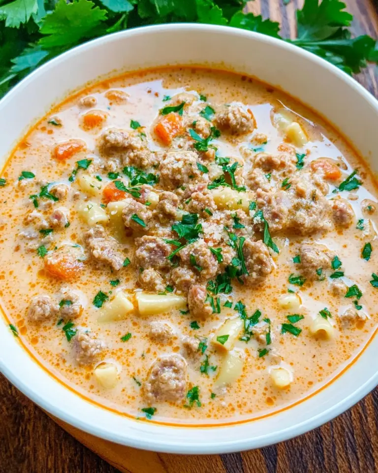 Creamy Parmesan Italian Sausage Ditalini Soup