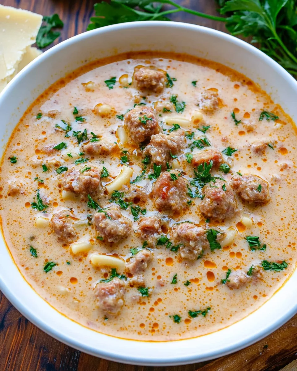 Creamy Parmesan Italian Sausage Ditalini Soup Creamy