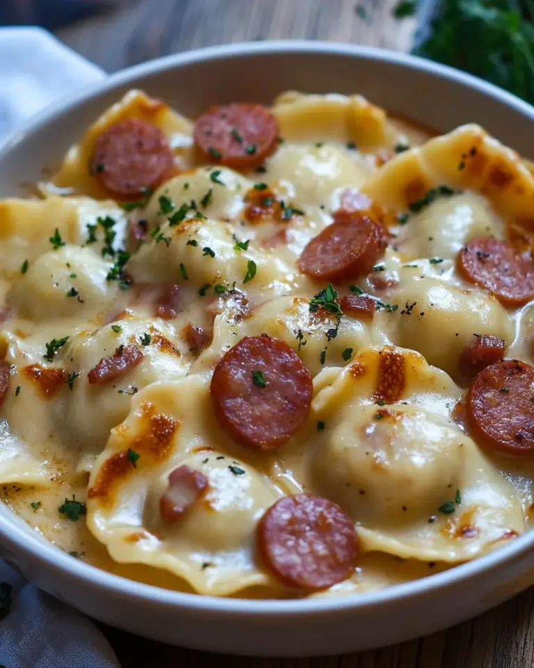 Crockpot Pierogi Casserole with Kielbasa
