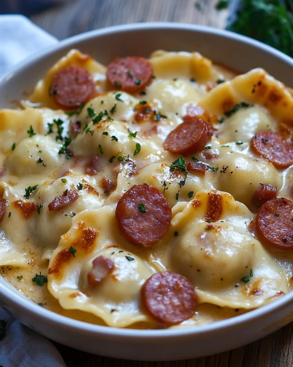 Crockpot Pierogi Casserole with Kielbasa Crockpot Pierogi Casserole with Kielbasa