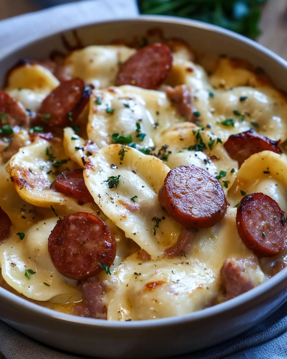 Crockpot Pierogi Casserole with Kielbasa Crockpot