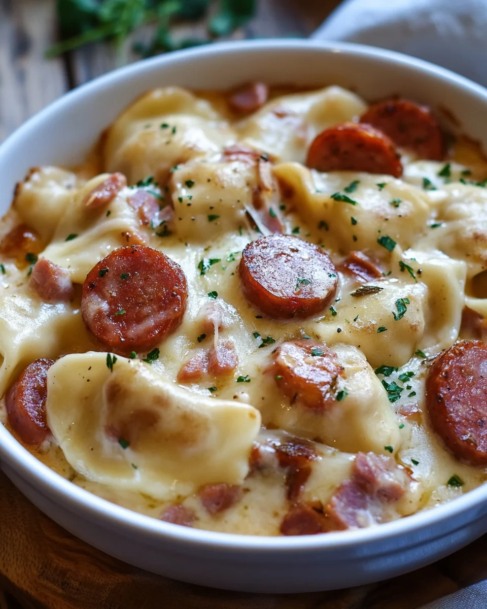 Crockpot Pierogi Casserole with Kielbasa Crockpot