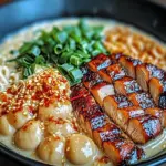 Fiery Chicken Ramen with Creamy Garlic Sauce Fiery Chicken Ramen with Creamy Garlic Sauce