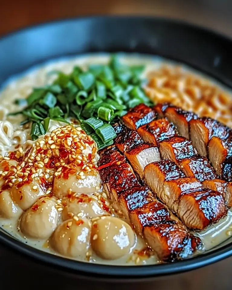 Fiery Chicken Ramen with Creamy Garlic Sauce