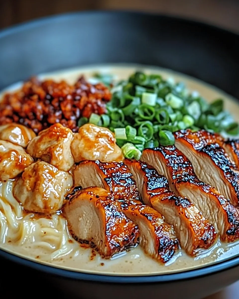 Fiery Chicken Ramen with Creamy Garlic Sauce Fiery