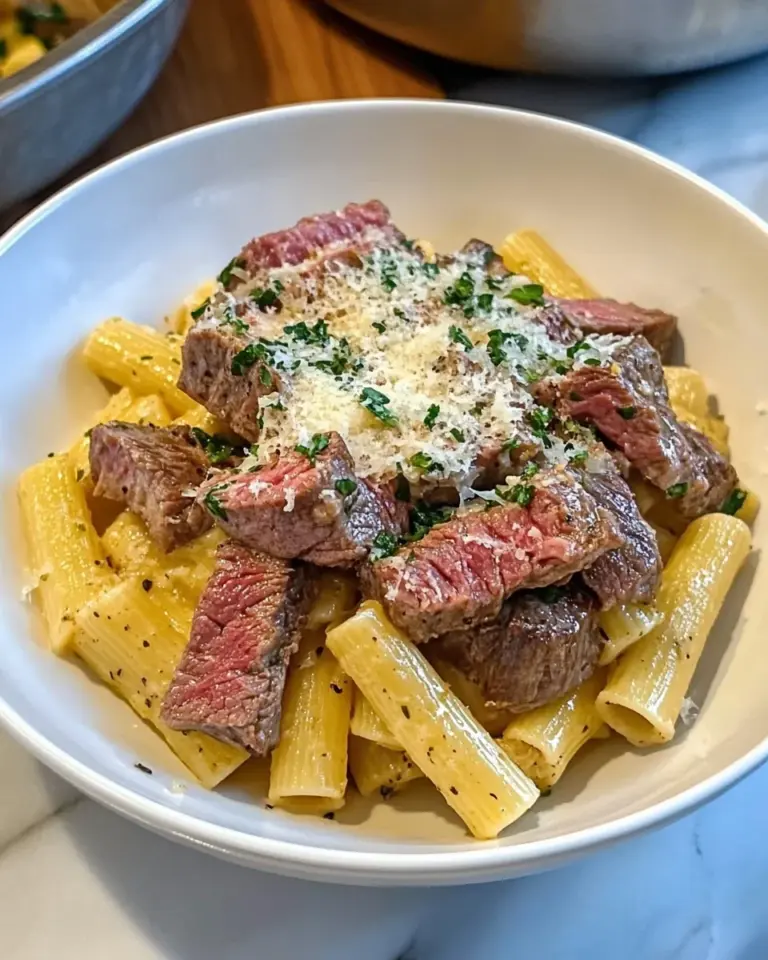 Garlic Parmesan Steak Pasta