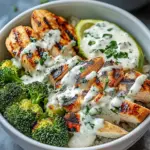 Grilled Chicken & Broccoli Bowls with Creamy Garlic Sauce Grilled Chicken & Broccoli Bowls with Creamy Garlic Sauce