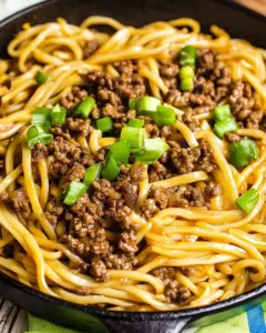 Ground Beef Mongolian Noodles
