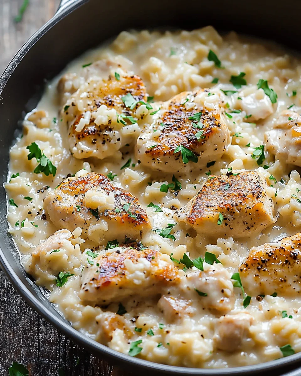 One-Pan Creamy Parmesan Chicken & Rice One-Pan