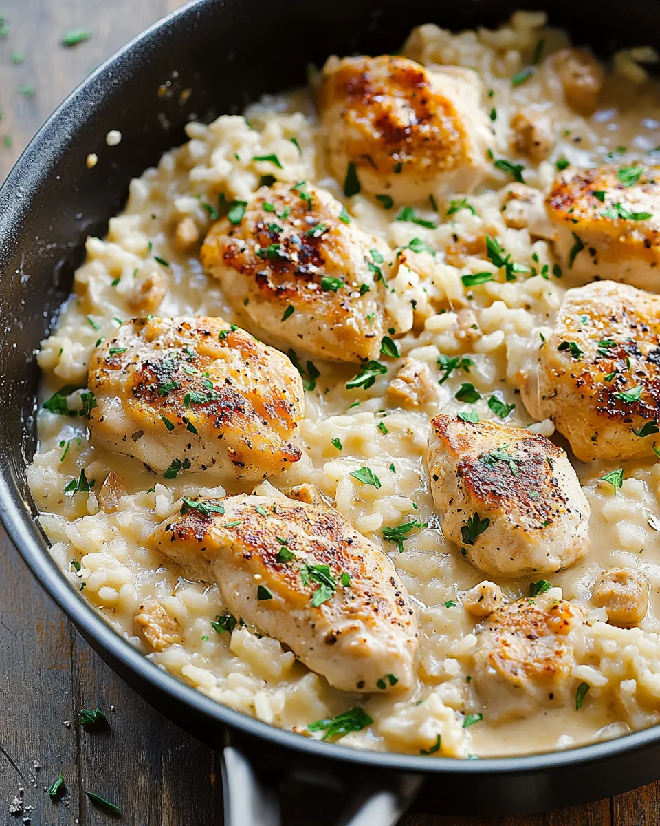 One-Pan Creamy Parmesan Chicken & Rice One-Pan