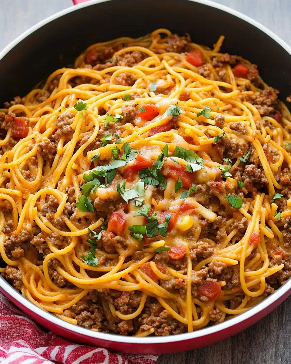 One Pot Taco Spaghetti One