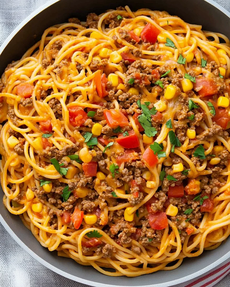 One Pot Taco Spaghetti One