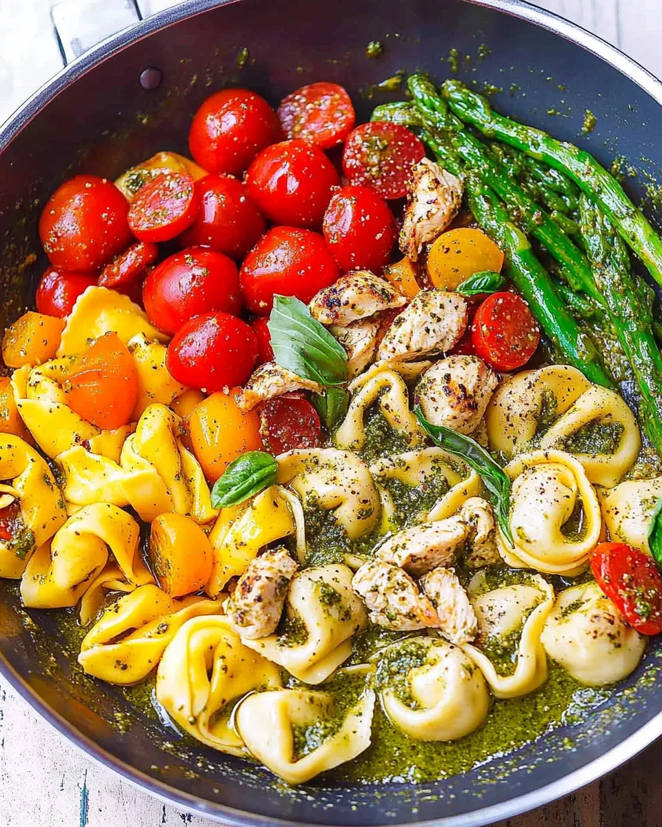 Pesto Chicken Tortellini and Veggies Pesto