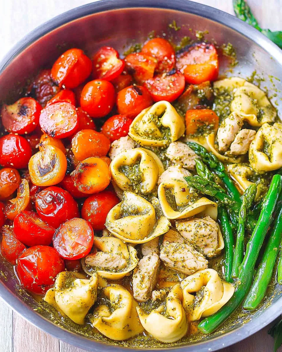 Pesto Chicken Tortellini and Veggies Pesto