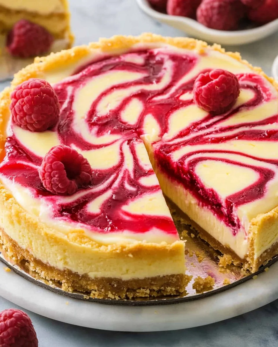 Raspberry Swirl Lemon Cheesecake
