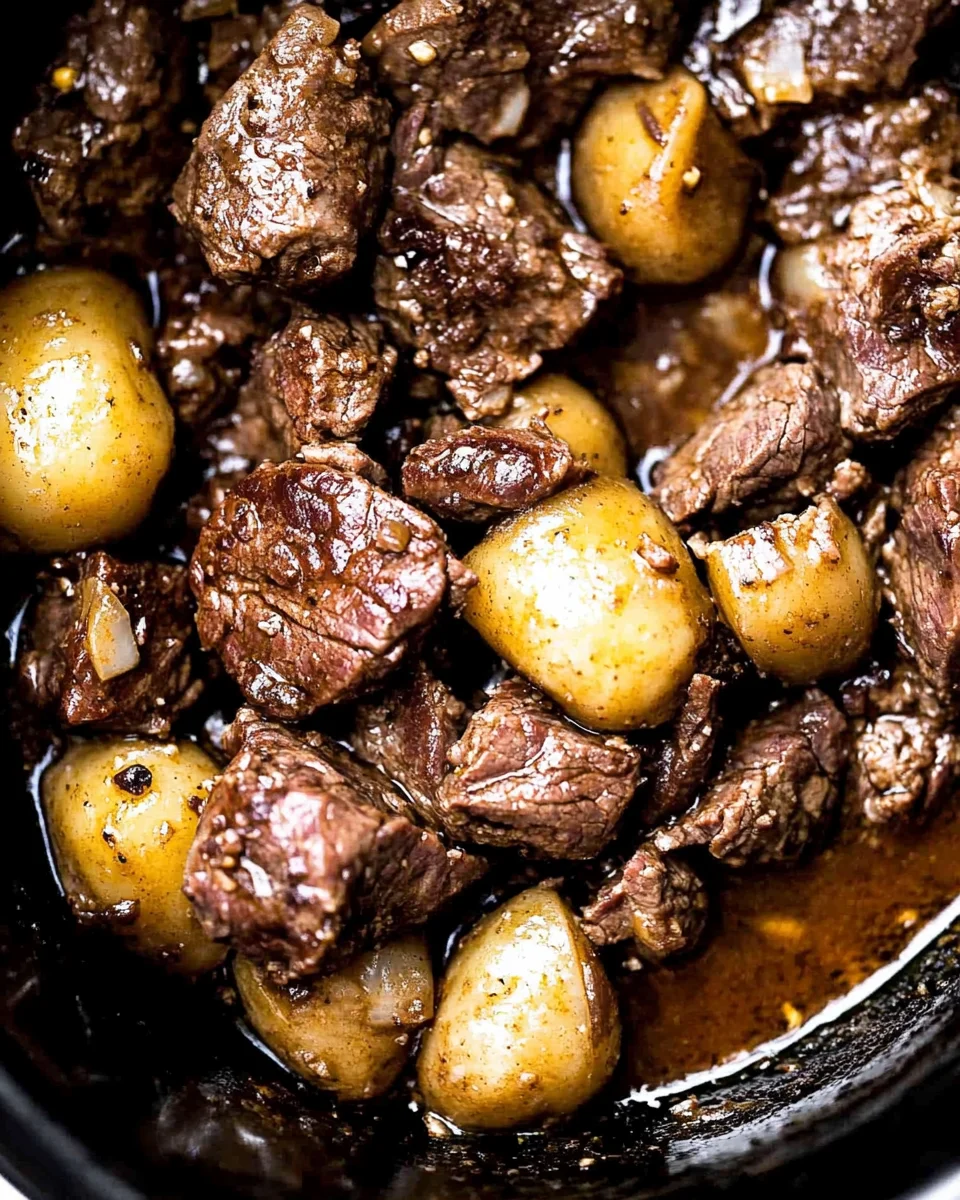 Slow Cooker Garlic Butter Beef Bites Slow Cooker Garlic Butter Beef Bites