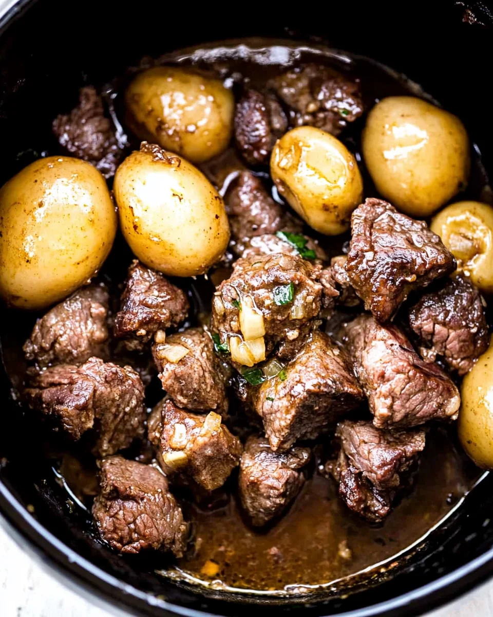 Slow Cooker Garlic Butter Beef Bites Slow