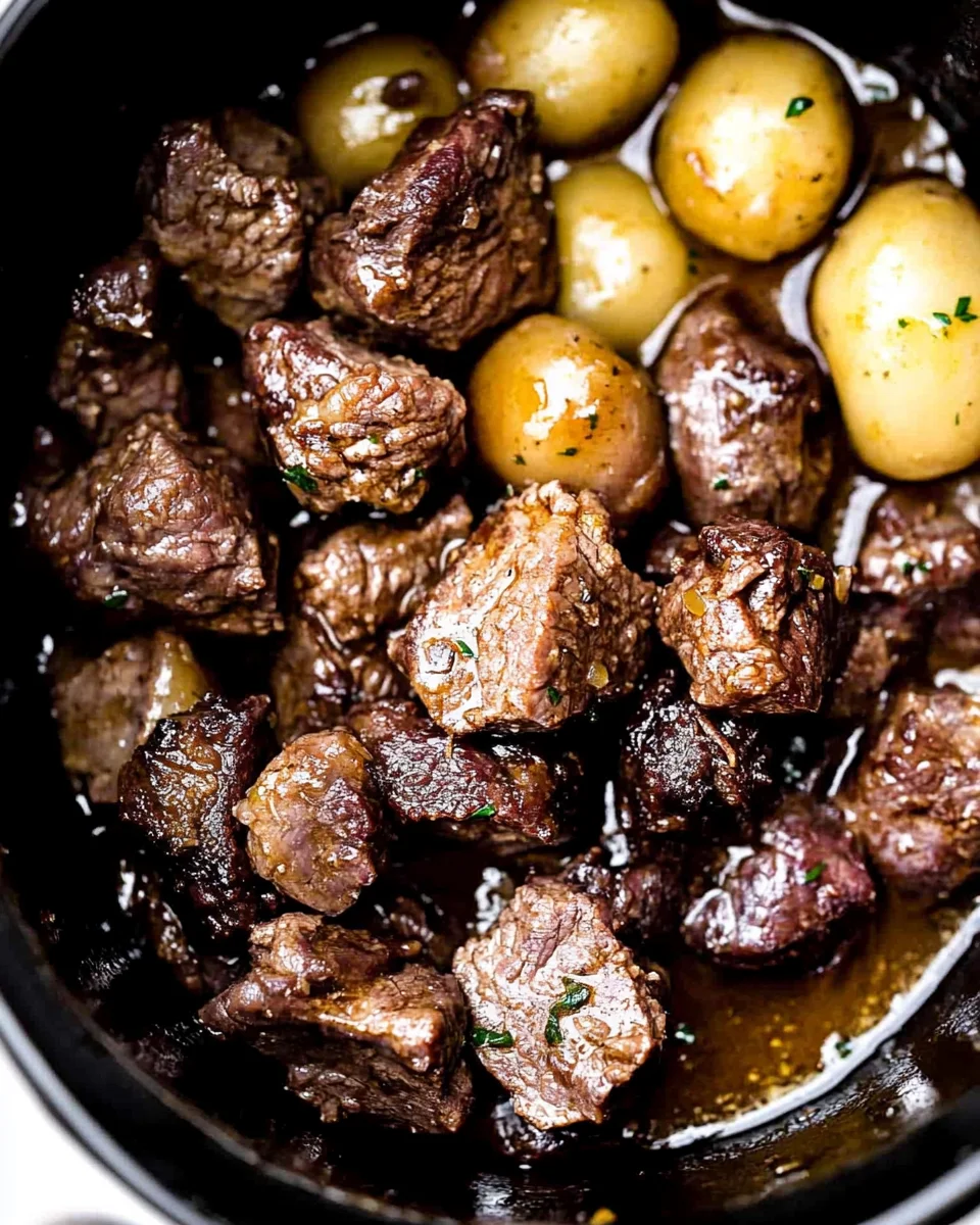 Slow Cooker Garlic Butter Beef Bites Slow