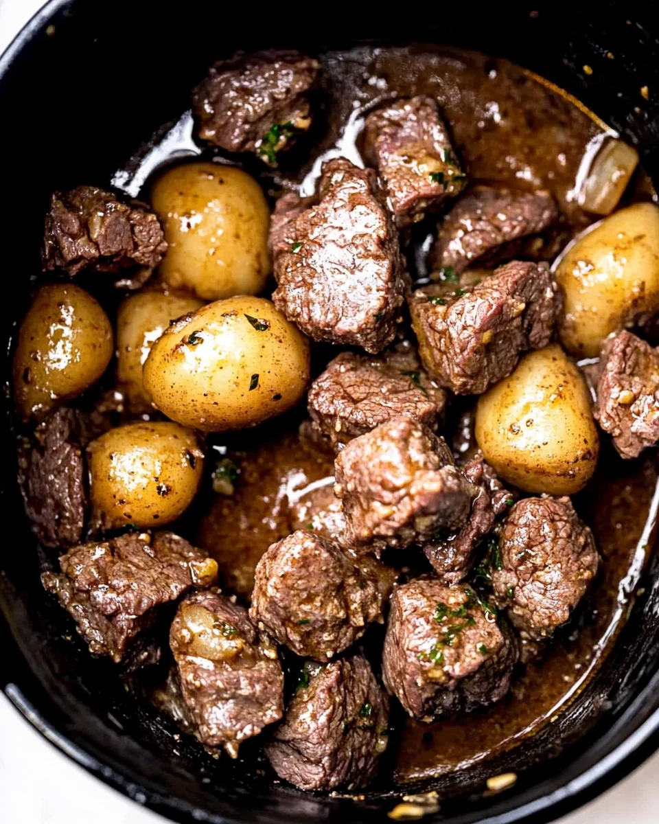 Slow Cooker Garlic Butter Beef Bites Slow