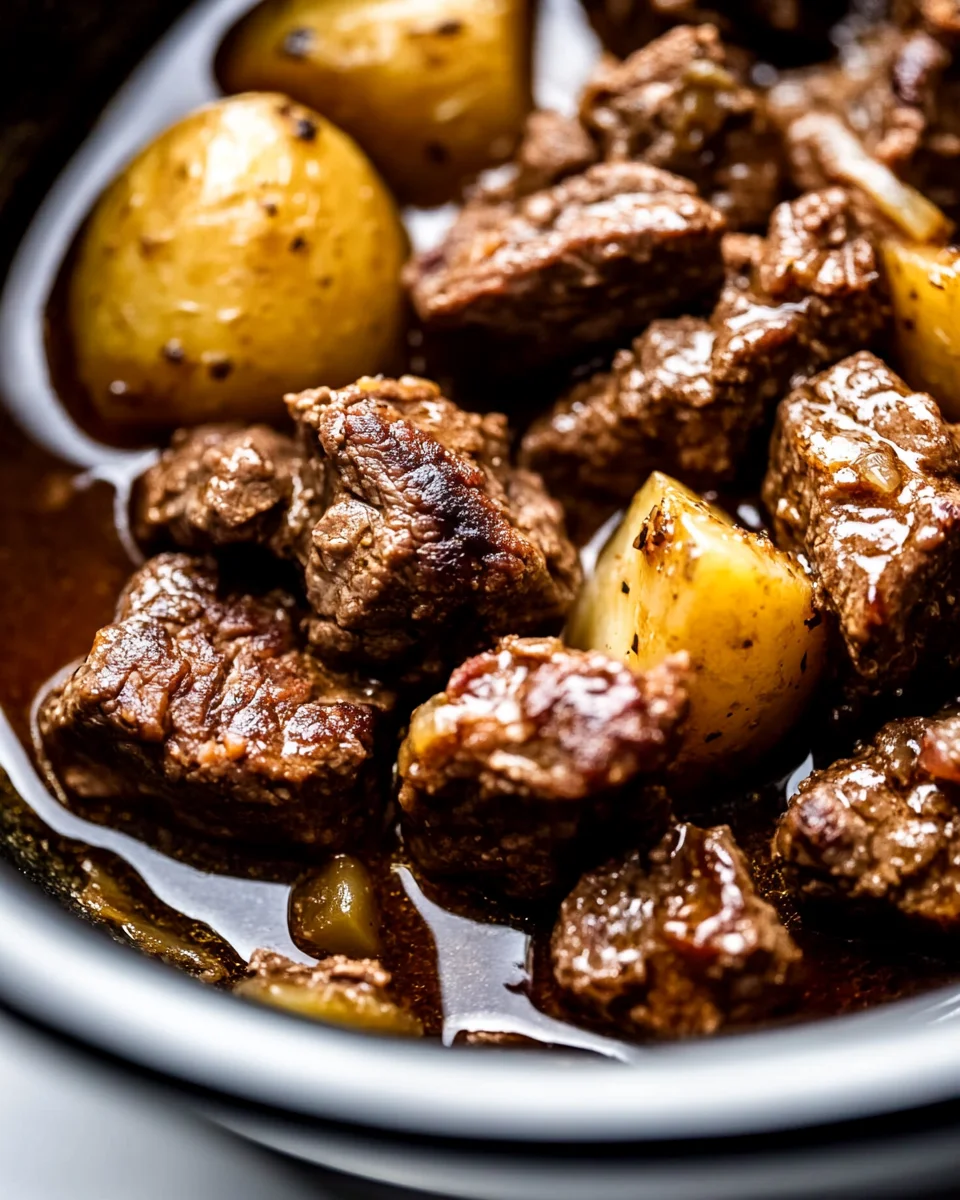 Slow Cooker Garlic Butter Beef Bites & Potatoes Slow