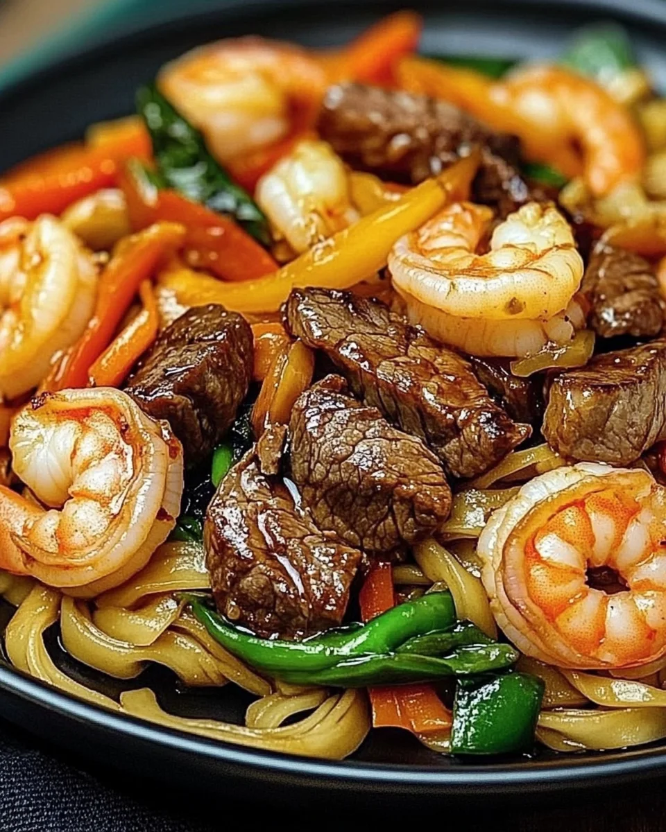 Steak & Shrimp Stir-Fried Noodles Steak