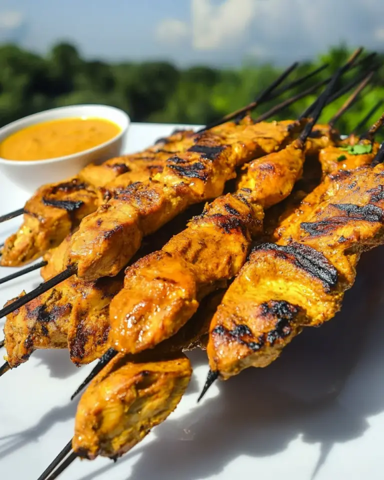 Thai Chicken Satay with Spicy Peanut Dipping Sauce