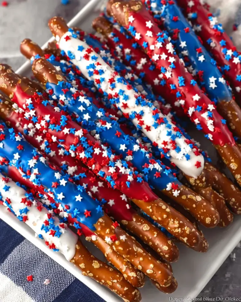 4th of July Chocolate Covered Pretzel Rods