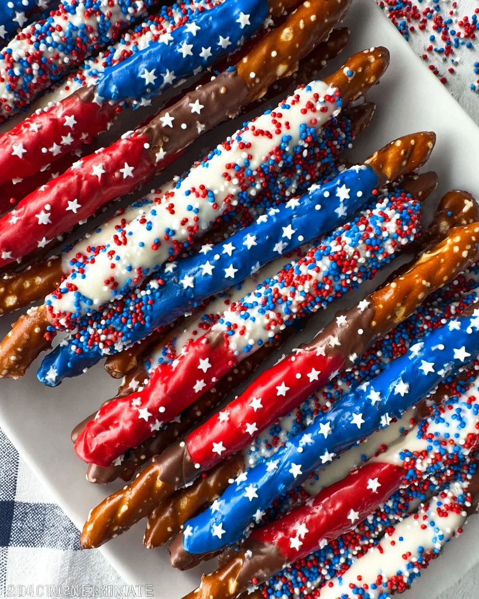 4th of July Chocolate Covered Pretzel Rods 4th