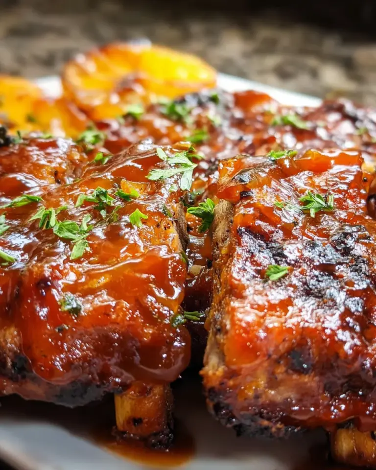 Baby Back Ribs with Balsamic-Peach BBQ Sauce