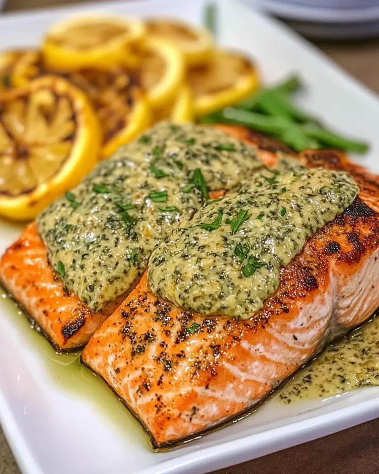 Grilled Salmon with Mustard-Herb Butter