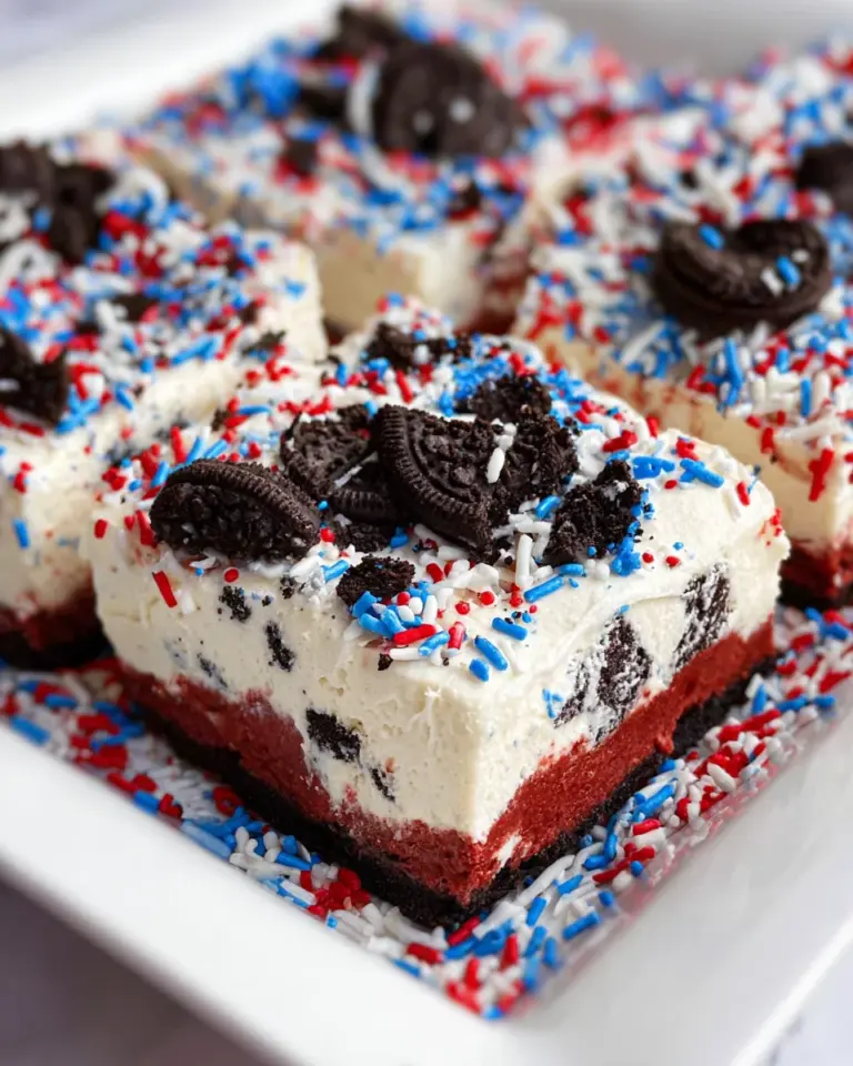 No Bake Fireworks Oreo Cheesecake bars