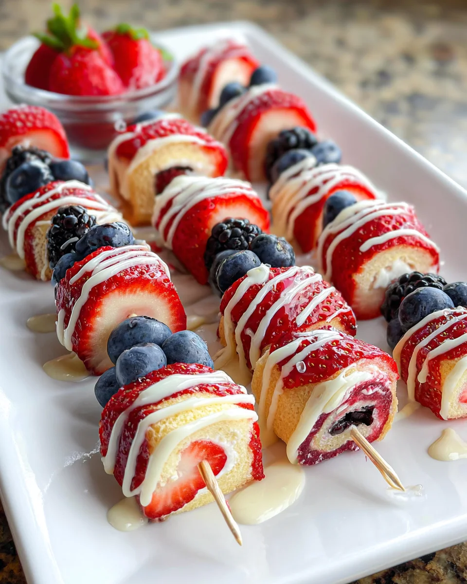 Red, White and Blue Fruit Kabobs Red,
