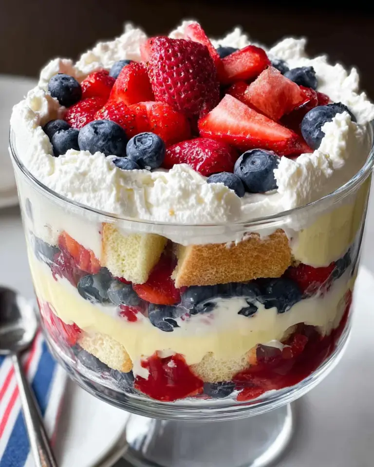 Red, White and Blue Strawberry Shortcake Trifle