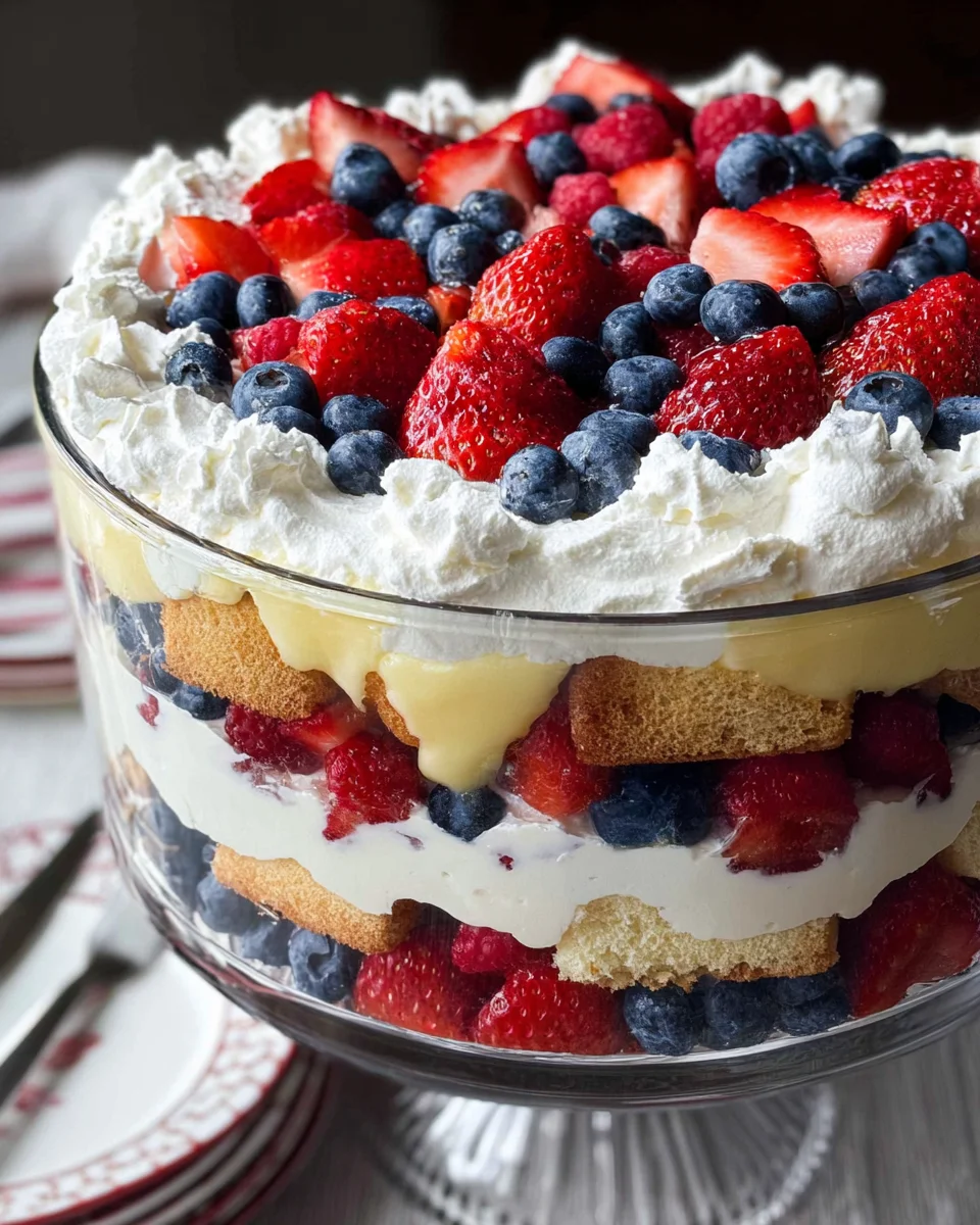 Red, White and Blue Strawberry Shortcake Trifle Red,