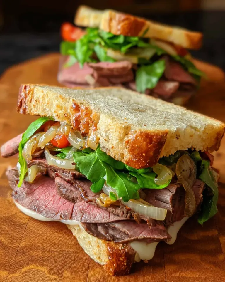 Roast Beef Sandwiches with Lettuce and Onions