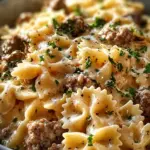Beef and Bowtie Pasta with Alfredo Sauce Beef and Bowtie Pasta with Alfredo Sauce