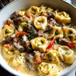 Cheesesteak Tortellini in Creamy Provolone Sauce Cheesesteak Tortellini in Creamy Provolone Sauce