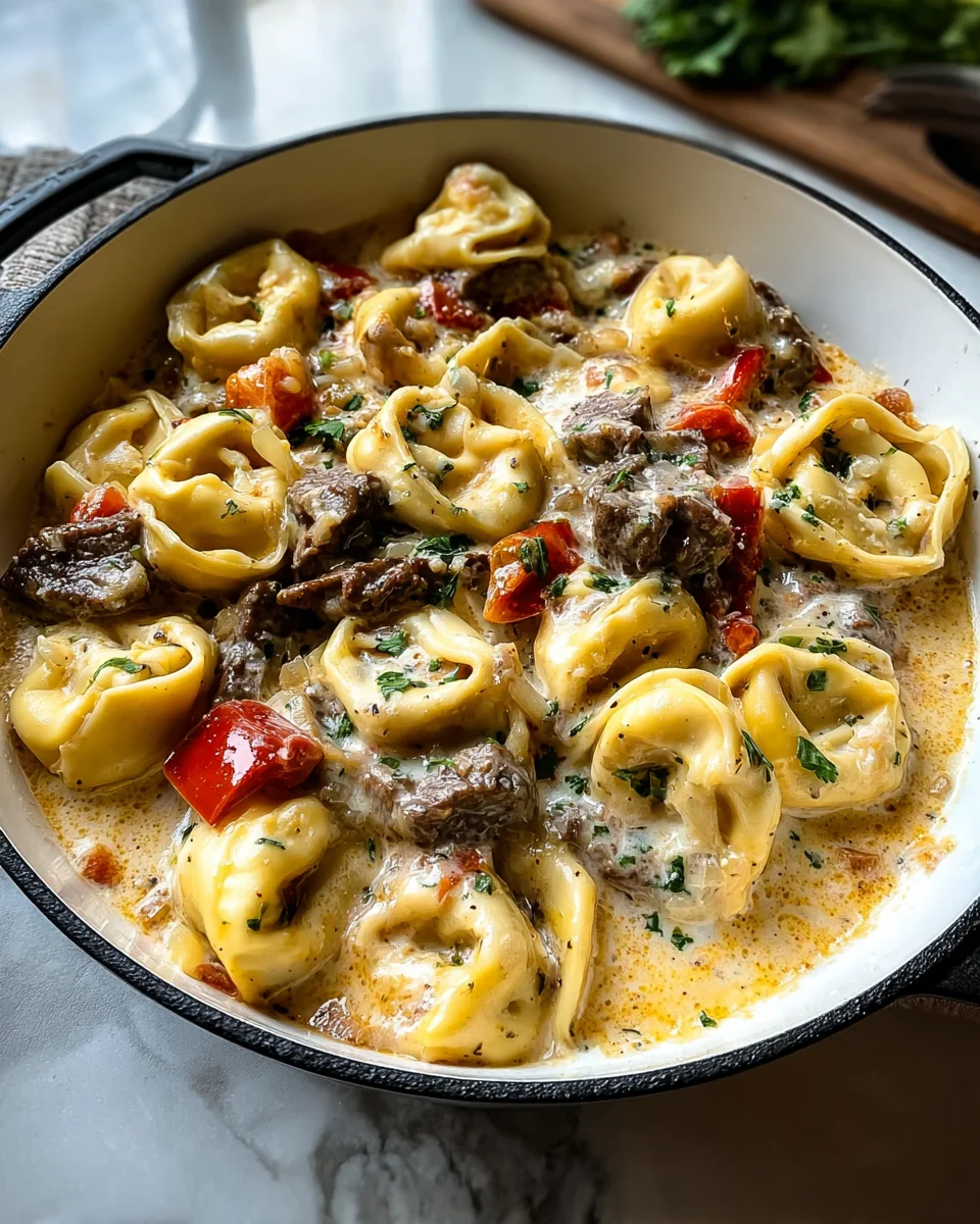 Cheesesteak Tortellini in Creamy Provolone Sauce Cheesesteak