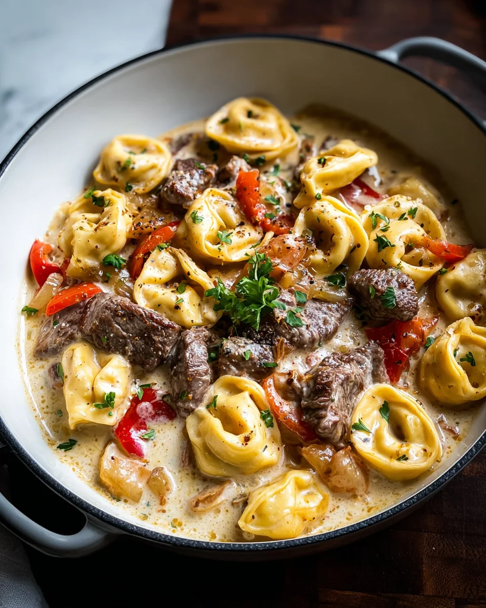 Cheesesteak Tortellini in Creamy Provolone Sauce Cheesesteak